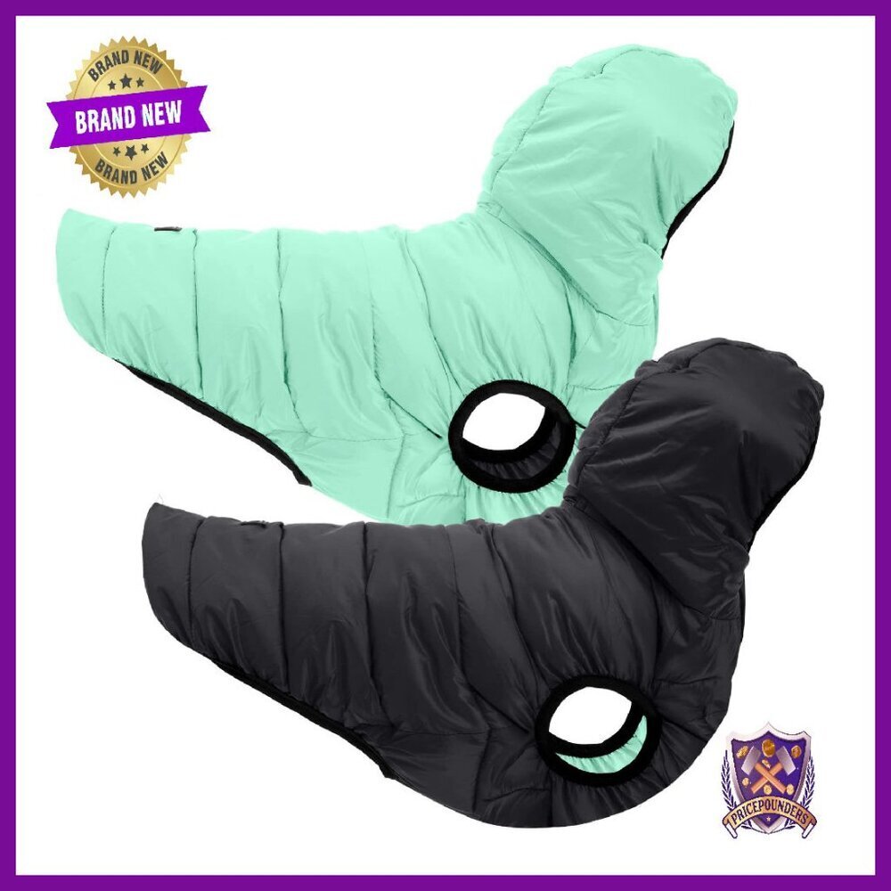 Reversible Water-Resistant Dog Puffer Jacket for Small Breeds with Pouch